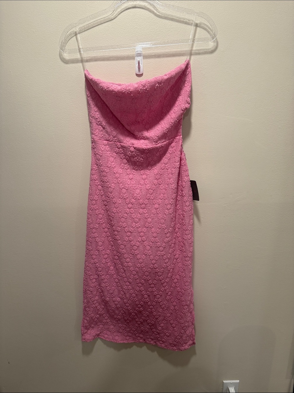 Strapless Pink Lace Cocktail Dress